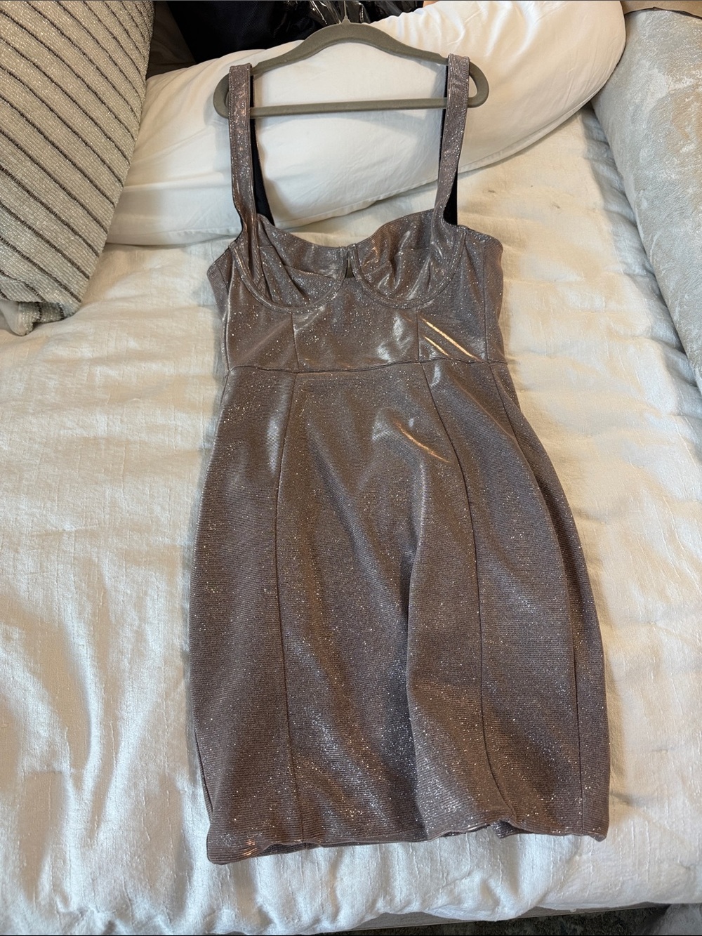 House of CB silver gold Sparkle Bustier Mini Dress